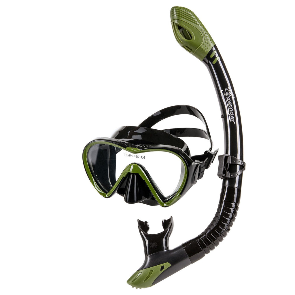 green dive mask and snorkel set