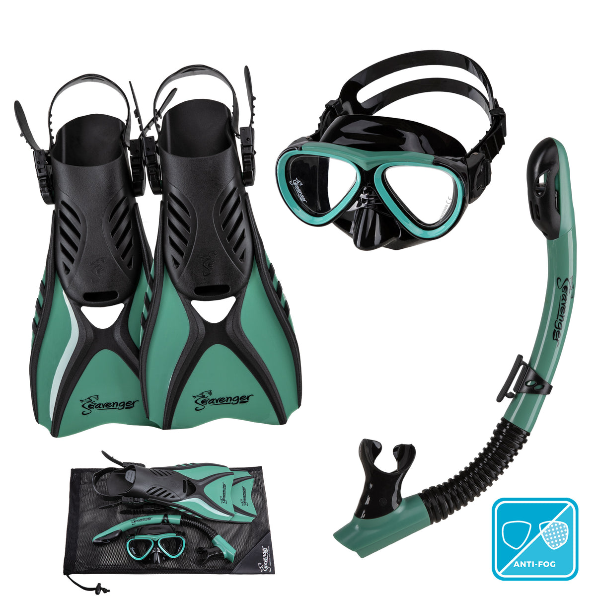 Seavenger Hanalei Orange Snorkeling Set With Free 20L Waterproof Dry Bag | UK