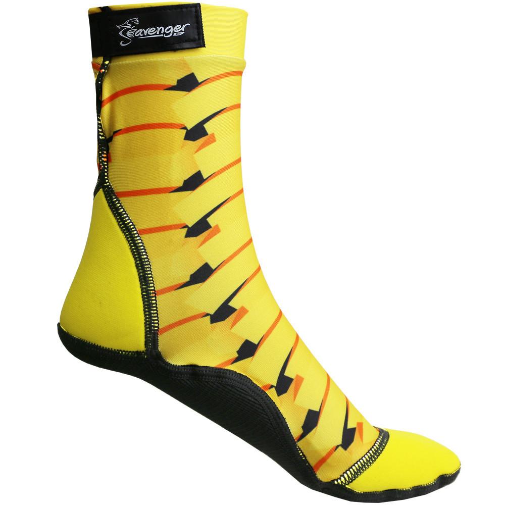 tall beach socks with a yellow ribbon pattern for sand soccer and volleyball