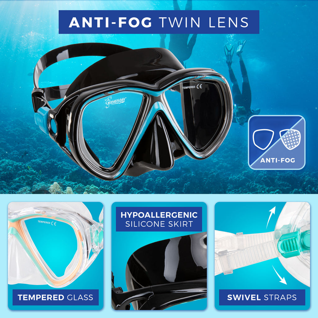 Seavenger Hanalei Anti-Fog 4-Piece Snorkeling Set in Mint