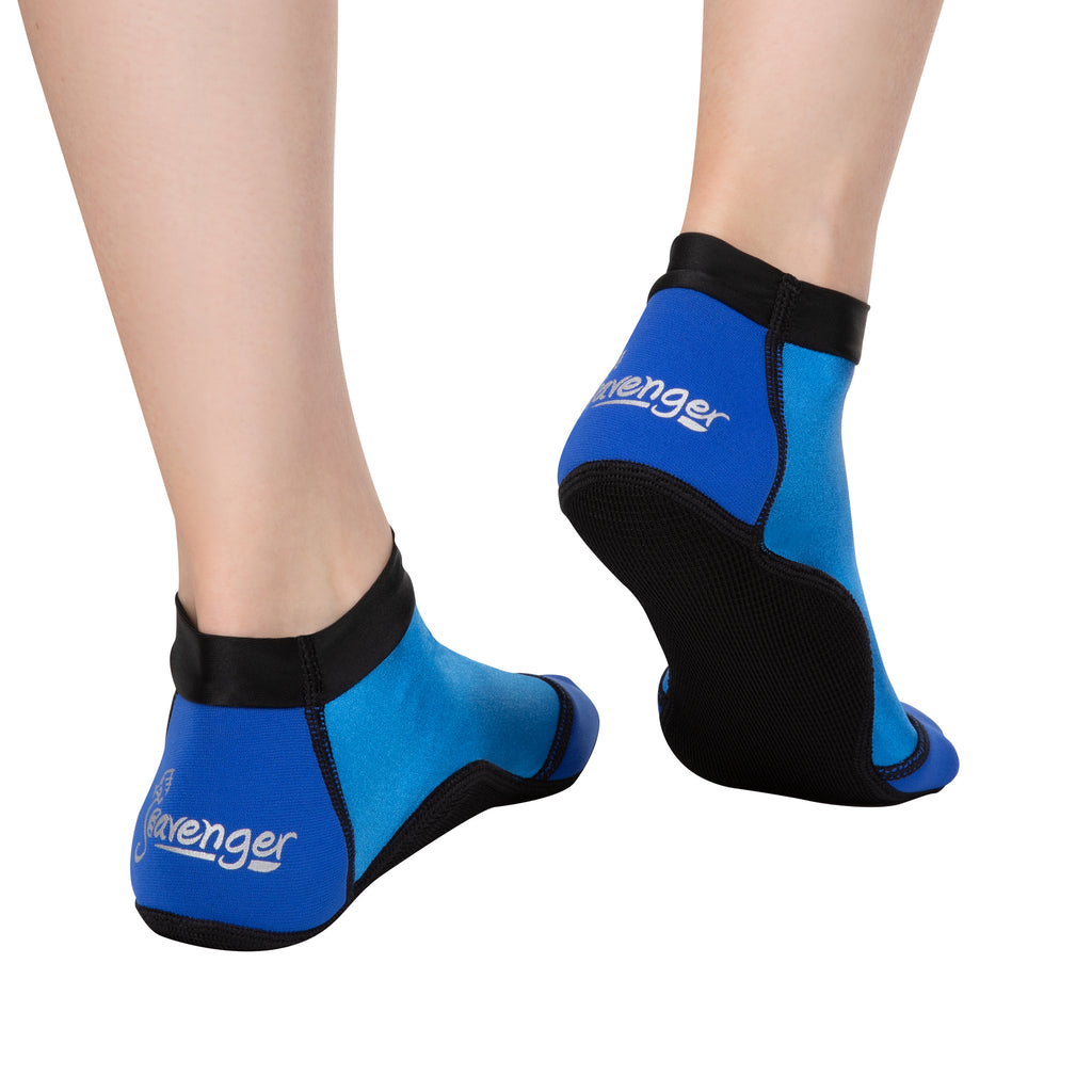 Short blue beach socks for sand volleyball and soccer