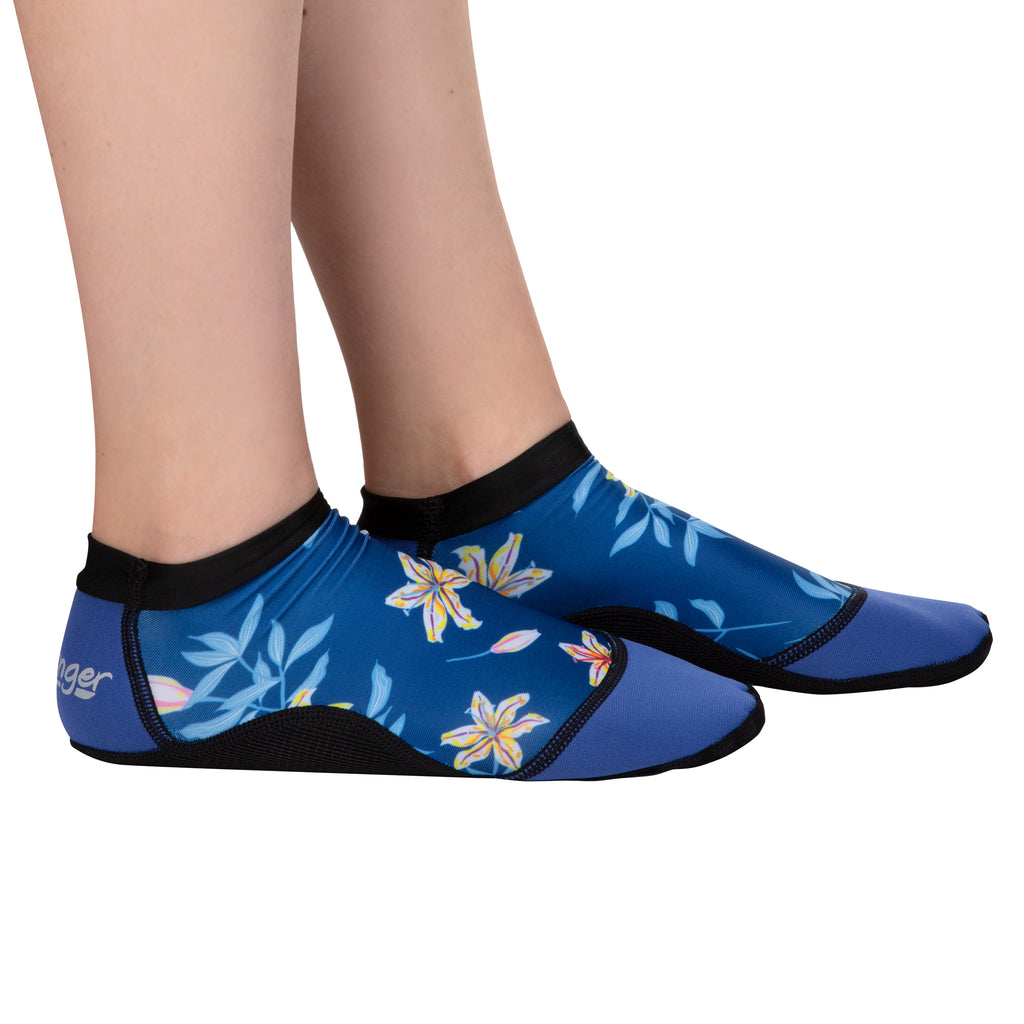 short blue floral beach socks for sand volleyball and soccer