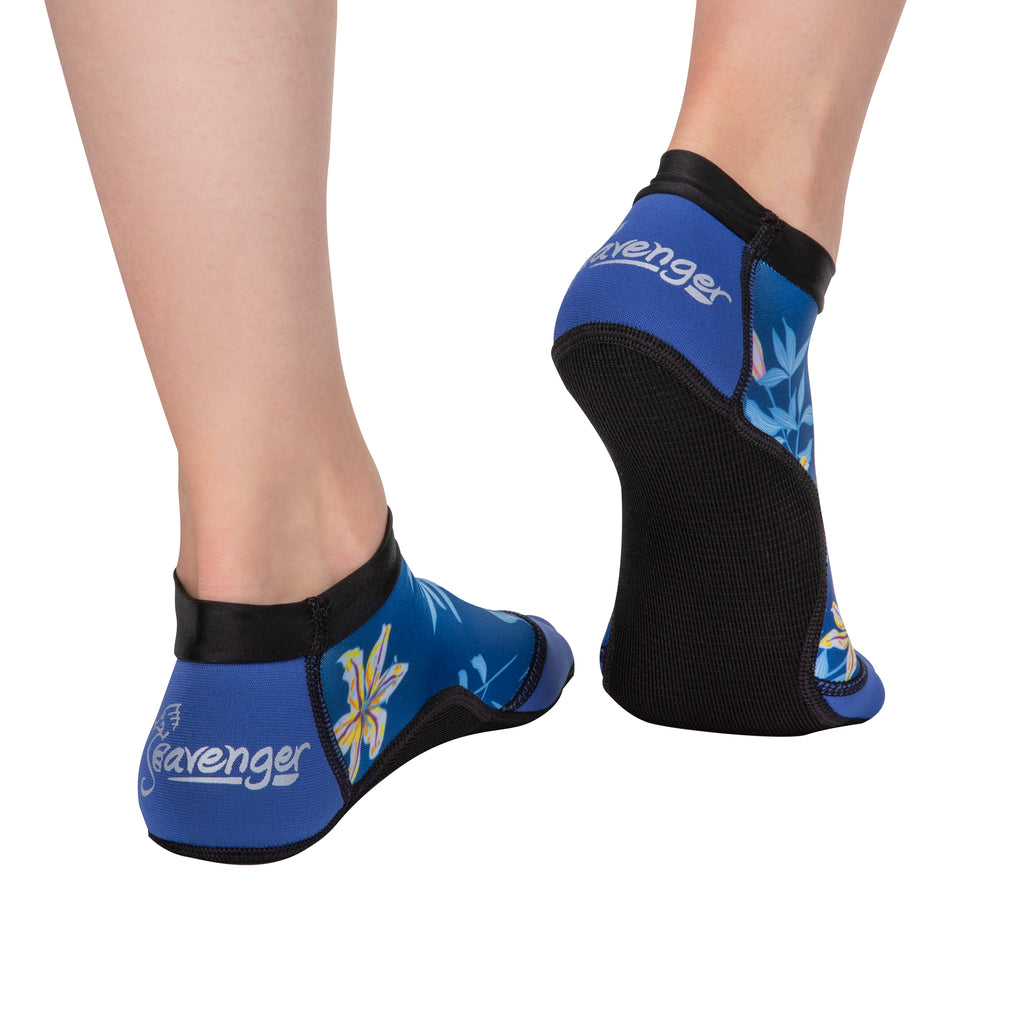 short blue floral beach socks for sand volleyball and soccer