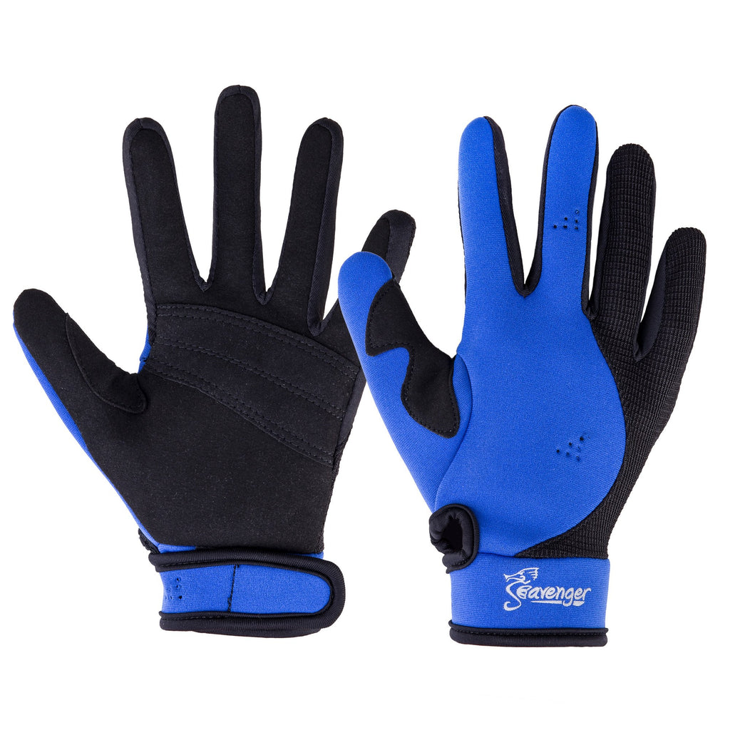 blue neoprene dive gloves