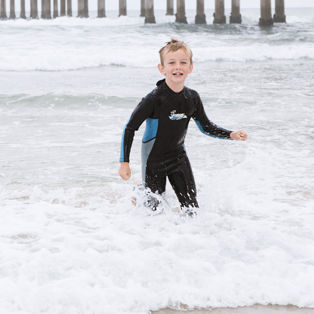 3mm light blue neoprene child wetsuit picture 3