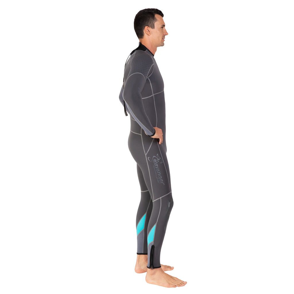 Seavenger men’s 3/2mm Bravo Full Wetsuit with super-stretch panels, calf compression, ankle & wrist zippers