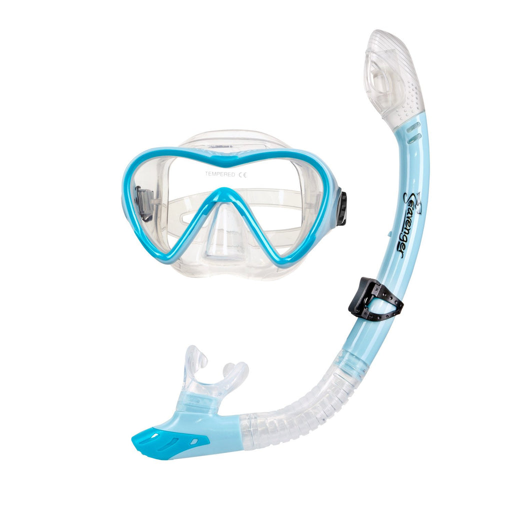 blue dive mask and snorkel set