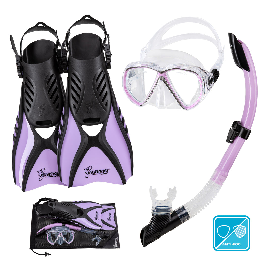 Seavenger Hanalei Anti-Fog 4-Piece Snorkeling Set in Soft Lavender 