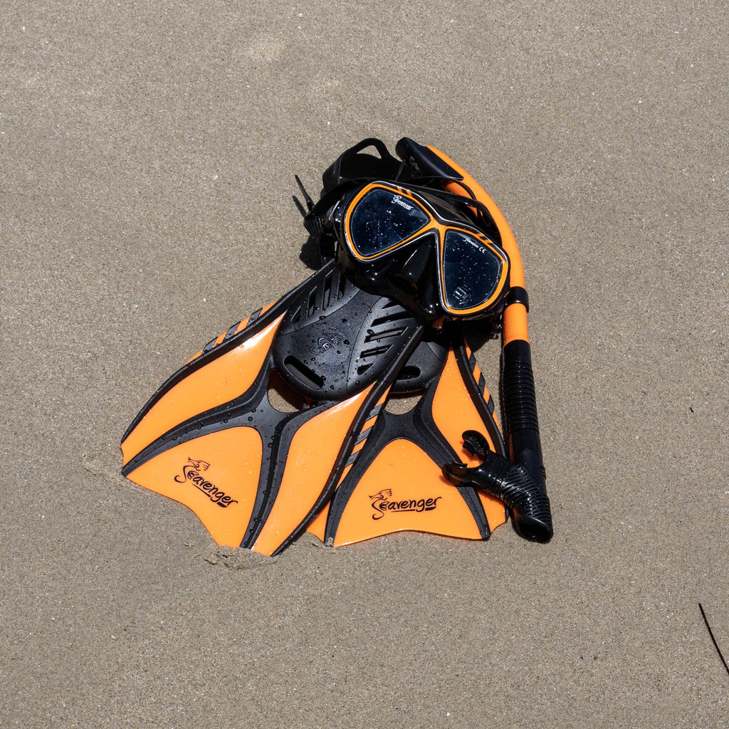 Seavenger Hanalei Anti-Fog 4-Piece Snorkeling Set in Orange Peel 