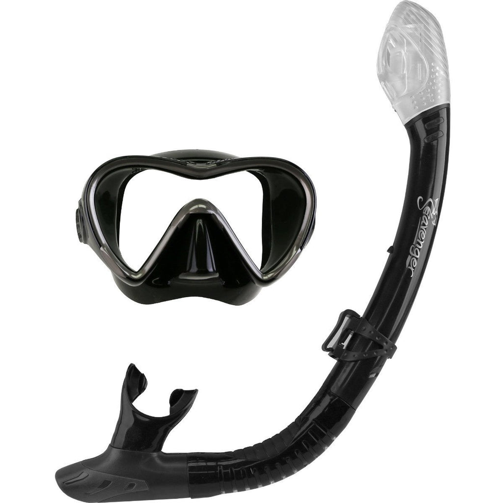 Black silicone mask and snorkel set