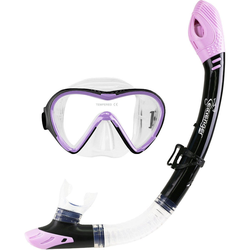 purple dive mask and snorkel set